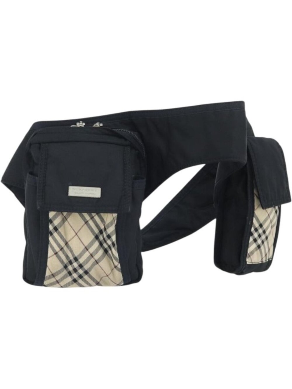 BURBERRY Nova Check Black label Waist bag Nylon Beige Silver